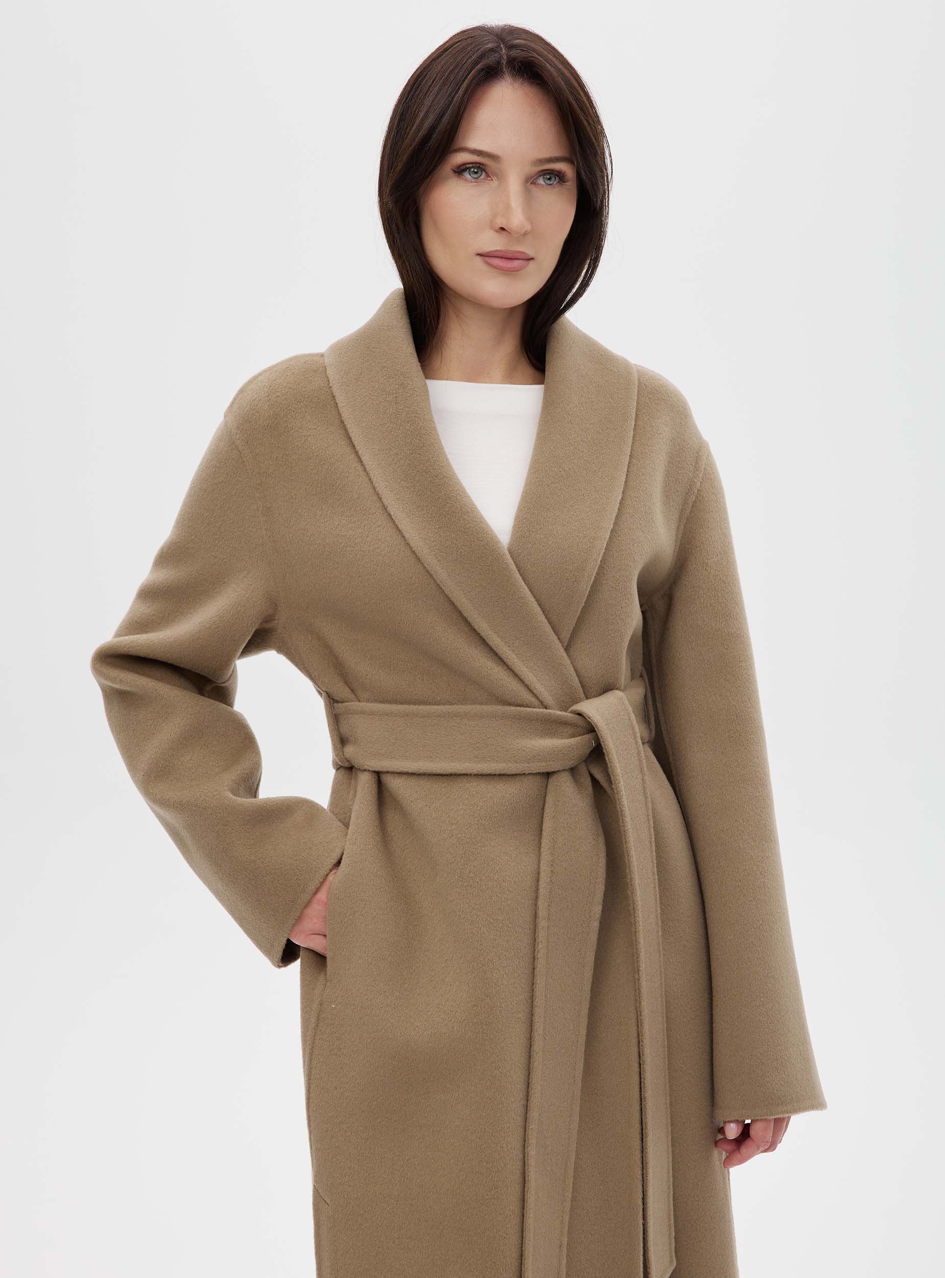 Пальто с воротником шалька double coat